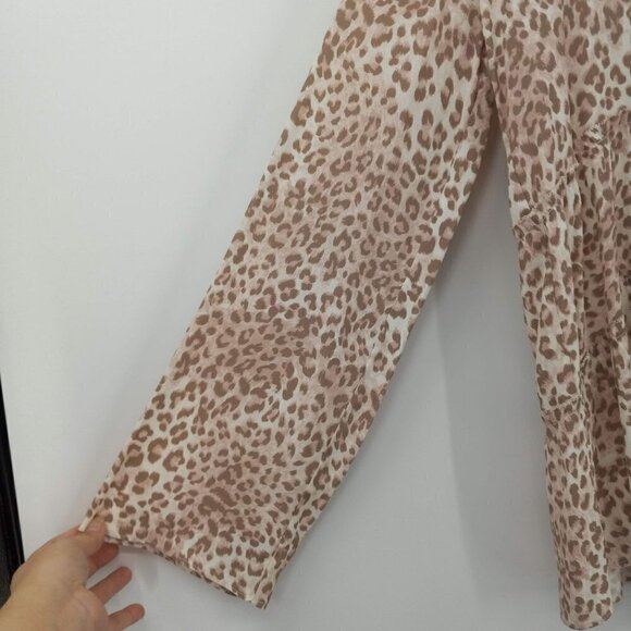 Marchesa Rose Leopard Print Self Tie Blouse Flared Sleeves Hi-Lo Boho Festival S - Picture 5 of 8